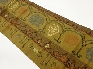 縞に抽象模様織出し名古屋帯